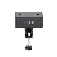 Prise de bureau à fixation par pince avec 4 prises CA, charge rapide PD 20W, mini hub d'alimentation de table 125V avec pince amovible pour meubles