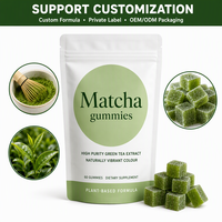 Gummies au matcha de haute qualité, thé vert pur, emballage personnalisé, étiquetage privé, service OEM ODM, certifié HACCP NSF GMP ISO