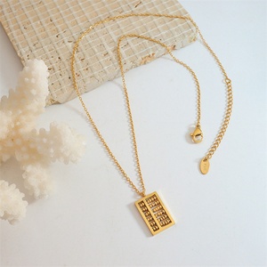 Dainty Stainless Steel <b>Choker</b> Necklace 18k Gold Plated Abacus Pendant Necklace - Product Image 3