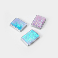 Miroir de maquillage carré portable Winway Ins Style Bling Glitter Quicksand, miroir compact mignon, miroir de poche brillant pour les voyages