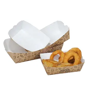 China Leveranciers Groothandel Custom Goedkope Prijs Frietjes Bootdoos Hete Verkoop Kraft Wax Popcorn Kip Doos Donut Verpakking