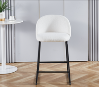 Ensemble de 2 tabourets de bar modernes en velours avec dossier en tissu et repose-pieds en métal - Structure en acier - Noir