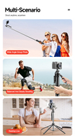 Prix Usine 181cm C19 Perche à Selfie Longue Stable avec Télécommande, Trépied Pliable Intelligent pour Smartphone avec Fonction Lumière