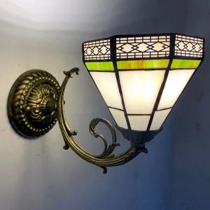 LongHuiJing Tiffany Style Stained Glass <b>Wall</b> <b>Sconce</b> Flower <b>Wall</b> Lamp Vintage Light Home Table Lamp Stained Glass Lamp - Product Image 1