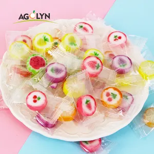 Joli motif coupé rock bonbons fruits bonbons durs emballage individuel bonbons aux fruits