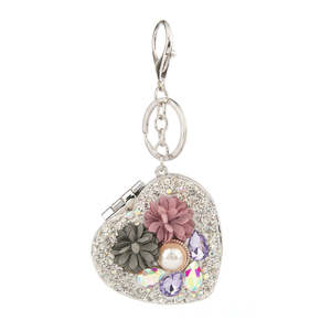 Heart-Shaped Bling Rhinestone <b>Compact</b> <b>Mirror</b> Double-Sided Portable Pocket <b>Mirror</b> Eco-Friendly Material 95% Reflectivity - Product Image 1