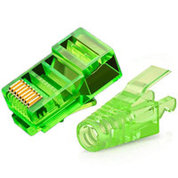 ZOERAX 50 Stück Cat6 RJ45 Durchgangsverbinder mit 50 Stück Zugentlastungsstiefeln in verschiedenen Farben, EZ-Crimp-Modularstecker