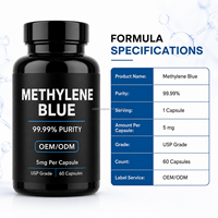 Capsules de bleu de méthylène végétalien pour la santé cellulaire et l'énergie des adultes, formule naturelle, 2 doses/jour, 60 unités