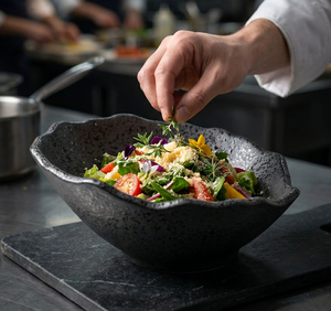 Minimalist <b>Black</b> Rustic Ceramic <b>Plates</b>, Creative Fine Dining Plating Tableware, Support Customization for Hotel, Restaurant - Product Image 6