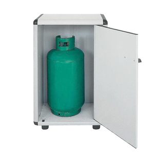 Armoire à bouteilles de gaz en PVC gris 59x39x92 cm, 1 porte, poignée, pieds antidérapants, rangement extérieur - Product Image 6