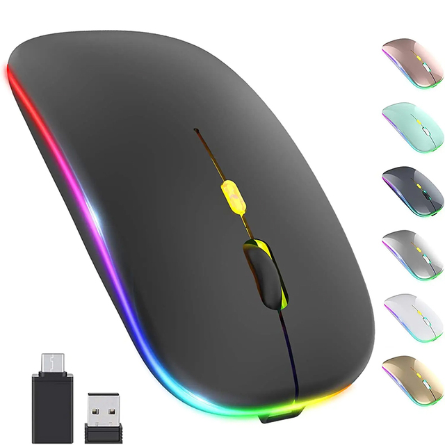 Ultra Slim Mouse Inalambrico Dual Mode Bt Rechargeable Colorful Souris Sans Fil 2-4ghz Optical Computer Wireless Gaming Mouse