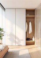 Armoire de luxe sur mesure avec coiffeuse, dressing moderne à portes coulissantes pour suite de chambre
