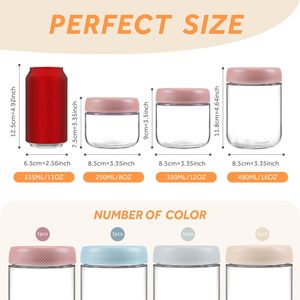 6-pack 16 oz Overnight Oats Containers with Lids, Glass <b>Jars</b> with Airtight Lids, Wide Mouth Mason Salad <b>Jars</b> - Product Image 2
