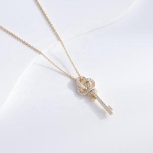 Collar de plata de ley 925 al por mayor con dije delicado, logotipo personalizado, colgante de moda chapado en oro de 18k para mujer - Product Image 2