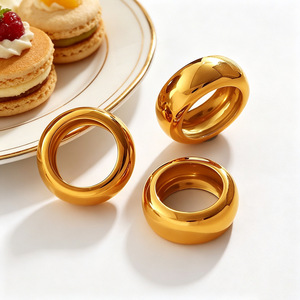 Anillo de Cóctel de Acero Inoxidable Chapado en Oro, Talla US 6, No Ajustable, Joyería Moderna Unisex para Uso Diario - Product Image 4