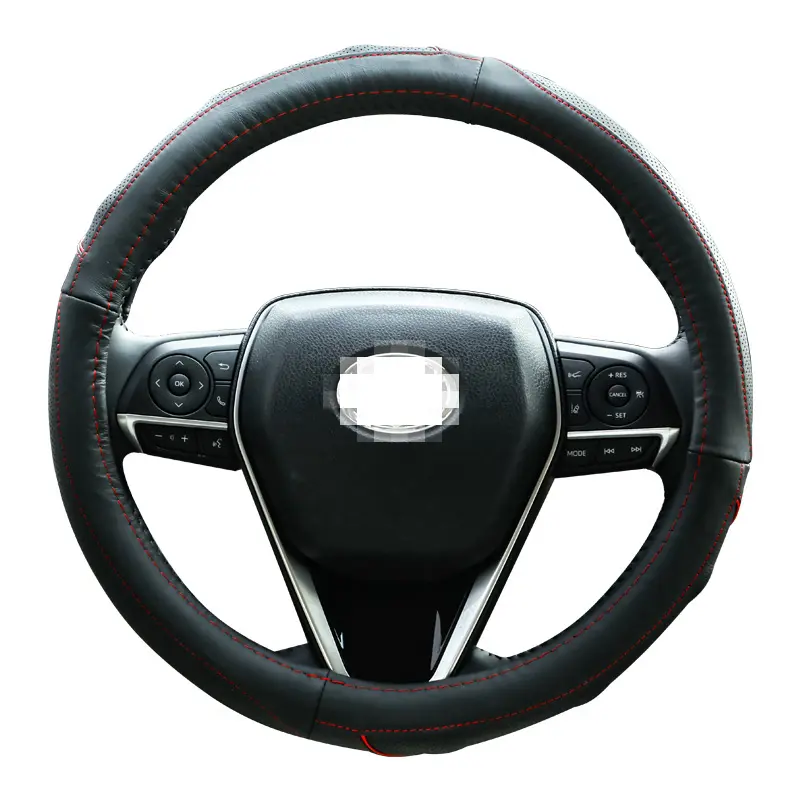 Housse De Volant Camion Marron/noir - Cuir Véritable, Diamètre 44-46 Cm, Coutures Renforcées, Confort Toute Saison - 3