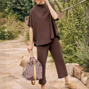 <span class=keywords><strong>Traje</strong></span> <span class=keywords><strong>de</strong></span> 2 piezas <span class=keywords><strong>de</strong></span> <span class=keywords><strong>lino</strong></span> y algodón informal para mujer, camisa <span class=keywords><strong>de</strong></span> manga corta con cuello redondo <span class=keywords><strong>de</strong></span> Color sólido, conjunto <span class=keywords><strong>de</strong></span> pantalones <span class=keywords><strong>de</strong></span> pierna ancha, trajes <span class=keywords><strong>de</strong></span> vacaciones sueltos - Product Image 1