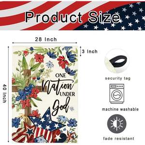 RABUSOFA 4 juillet Memorial Day patriotique 28x40 pouces Double face décoration extérieure grande maison drapeau étoile fleurs croix pour cour - Product Image 6