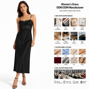 Abito Estivo Senza Maniche, Casual ed Elegante, Midi Nero Aderente, Vestito Classico in Pizzo per <span class=keywords><strong>Donna</strong></span> - Product Image 1