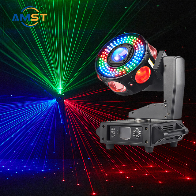 7x3W RGBW LED Scan Beam Infinity Rotation Moving Head Flying Fire Meteor Light for DJ Disco Stage Club Strobe Lighting