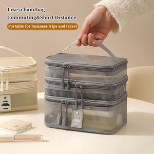 Bolsas de maquillaje de malla, bolsa organizadora de maquillaje portátil para viajes, para artículos de tocador y brochas - Product Image 5