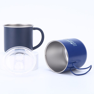 Taza de Café de Acero Inoxidable 304, Doble Pared con Aislamiento al Vacío, con Asa, Color Azul Marino Oscuro, Termo - Product Image 1