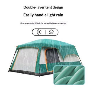 Tente de camping, deux chambres, un salon, pliable, portable, protection solaire, imperméable, grande tente de camping - Product Image 2