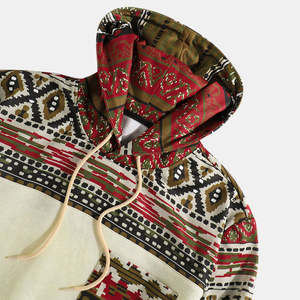 Sudadera con Capucha de Estilo Tribal Vintage para Hombre, Sudadera Informal con Estampado Étnico, Bolsillo Delantero y Capucha con Cordón - Product Image 2