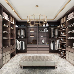 Meubles de chambre à coucher de style moderne européen Ensembles de dressing de luxe avec éclairage LED Armoire avec vitres - Product Image 4