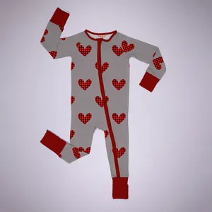 Süßes Neugeborenes Baby Langarm-Pyjama zum Valentinstag Baby Mädchen Bambus Stram pler