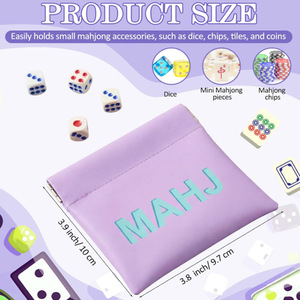 Bolsa de almacenamiento de cartas de mahjong con cierre automático, bolsa de almacenamiento de cartas de mahjong de cuero PU, bolsa de accesorios de mahjong creativa para regalo - Product Image 2