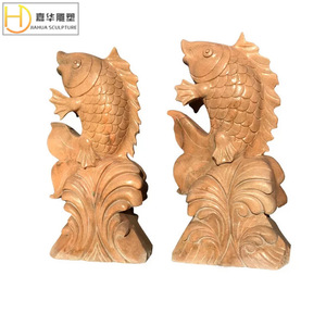 Fuente Decorativa de Piedra Tallada Jiahua con Forma de Carpa Roja al Atardecer, Estilo Europeo, para Exteriores, Escultura Animal Duradera - Product Image 5