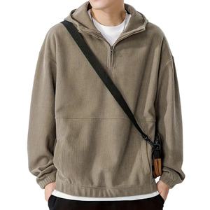 ผู้ผลิตออกแบบโลโก้ตามสั่ง มีกระเป๋า ซิปครึ่งตัว รับผลิตเสื้อฮู้ดดี้สตรีทแวร์คุณภาพสูงจากโรงงาน ฮู้ดดี้โอเวอร์ไซส์สำหรับผู้ชาย - Product Image 3