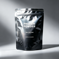Sachet d'emballage pour poudre protéinée, personnalisé avec logo, en aluminium alimentaire, refermable avec fermeture éclair, thermoscellable, à fond plat, vente en gros