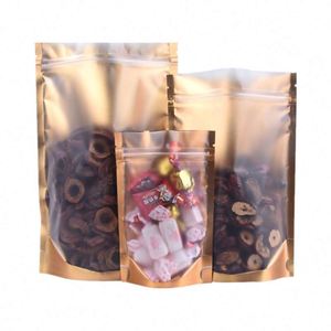 Custom logo Resealable Foil Standing up Zippered Golden Zip Lock Mylar <b>Bag</b> 16X24cm Promotional Pack - Product Image 3