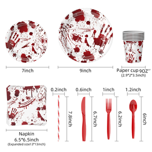 Offre Spéciale : Assiettes et Serviettes en Papier Horrifiantes et Sanglantes <span class=keywords><strong>pour</strong></span> Fête d'Halloween Thème Horreur - Product Image 2