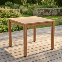 Table de salle à manger extérieure carrée moderne en teck massif, faite à la main, écologique, imperméable et durable, plateau de table 90x90cm pour usage en cuisine