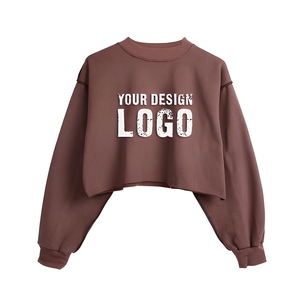Sudadera Corta Personalizada para Mujer, Color Marrón Oscuro, Hombros Caídos, Cuello Redondo, Corte Holgado, Venta al Por Mayor para Marcas de EE. UU., Reino Unido y Europa - Product Image 1