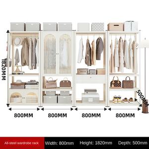 ราวแขวนผ้าเหล็กแบบตั้งพื้นประกอบง่ายทันสมัย ตู้เสื้อผ้าโลหะแข็งแรงทนทาน พร้อมราวแขวนและชั้นวางของสำหรับห้องนอน - Product Image 5