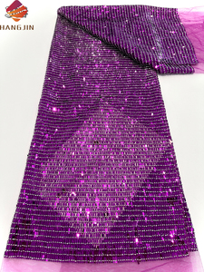 Luxus Shining <span class=keywords><strong>Sequence</strong></span> Lace Stoffe Mode Mehrfarbige Pailletten Stickerei Tüll Mesh Lace Stoff für Abend Party Kleider - Product Image 3