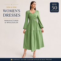 Robe midi sur mesure à col surplis, manches longues, poignets élastiqués, en crêpe de polyester, pour femme, style décontracté chic, tenue de jour