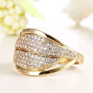 Anillo de Oro Joyería de Moda al por Mayor, Anillo Americano Chapado en Oro con Circonitas, Anillo de Oro de 18k para Mujer - Product Image 3