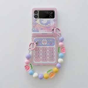 Para Samsung Zflip5 Rosa-púrpura patrón de teléfono cubierta de dibujos animados lindo TPU fundas de teléfono móvil pulsera de Color <span class=keywords><strong>Zflip4</strong></span> plegable adecuado - Product Image 3