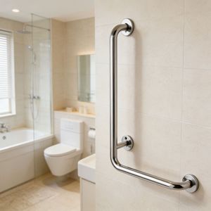 Pasamanos de Seguridad en Forma de L de Acero Inoxidable 304 para Baño, Asistencia para Personas Mayores, Diseño Moderno y Simple - Product Image 3
