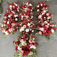 Boule de fleurs artificielles en soie rose bordeaux, pompon floral pour centre de table de mariage, décoration de toile de fond pour fête de mariage d'automne