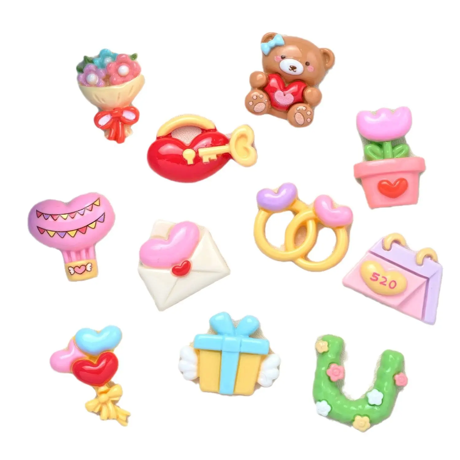 All kinds of kawaii cartoon love bear ballon resin accessories for refrigerator magnet bag hanging pendant DIY party decoration