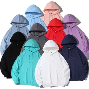 Alta qualidade 330gsm grosso estilo plain pullover hoodies logotipo personalizado impresso em branco puro algodão unisex homens hoodie hoodies
