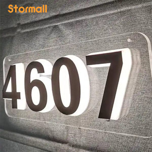 Hiện đại 3D Backlit thép không gỉ quảng cáo LED ánh sáng nhà số với sáng số và chữ cái - Product Image 1