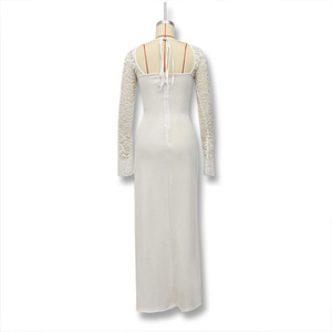Abito lungo senza schienale Sexy da donna con lacci lunghi in pizzo a <span class=keywords><strong>maniche</strong></span> <span class=keywords><strong>lunghe</strong></span> Maxi abiti a spacco alto - Product Image 6