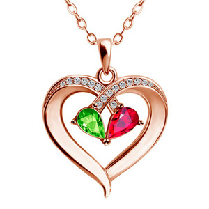 Collier tendance pour femme, pendentif cœur en cristal brillant, saphir rouge, zircon, bijoux de mode, collier pour cadeau - Product Image 6